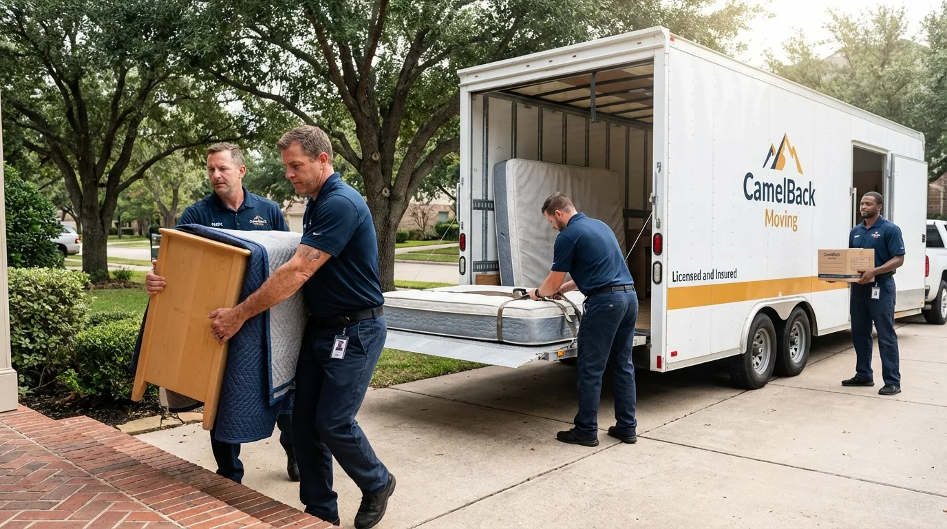 Crew loading residential truck for cross-state move from Crawfordville, FL