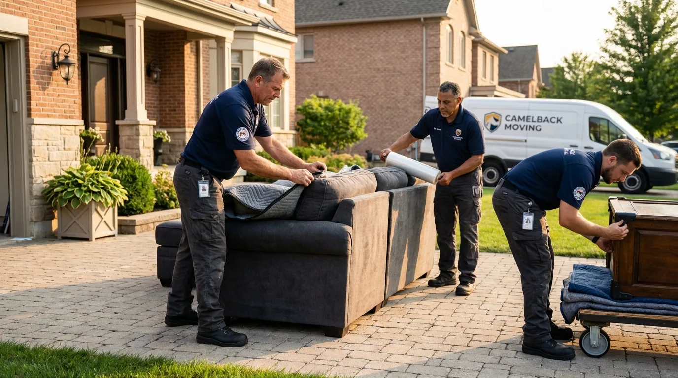 Large estate moving crew wrapping furniture in Crawfordville, FL